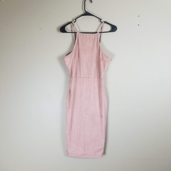 iris Dresses & Skirts - COPY - 4/$20 Iris Faux Suede High Neck Bodycon Tan Midi Dress